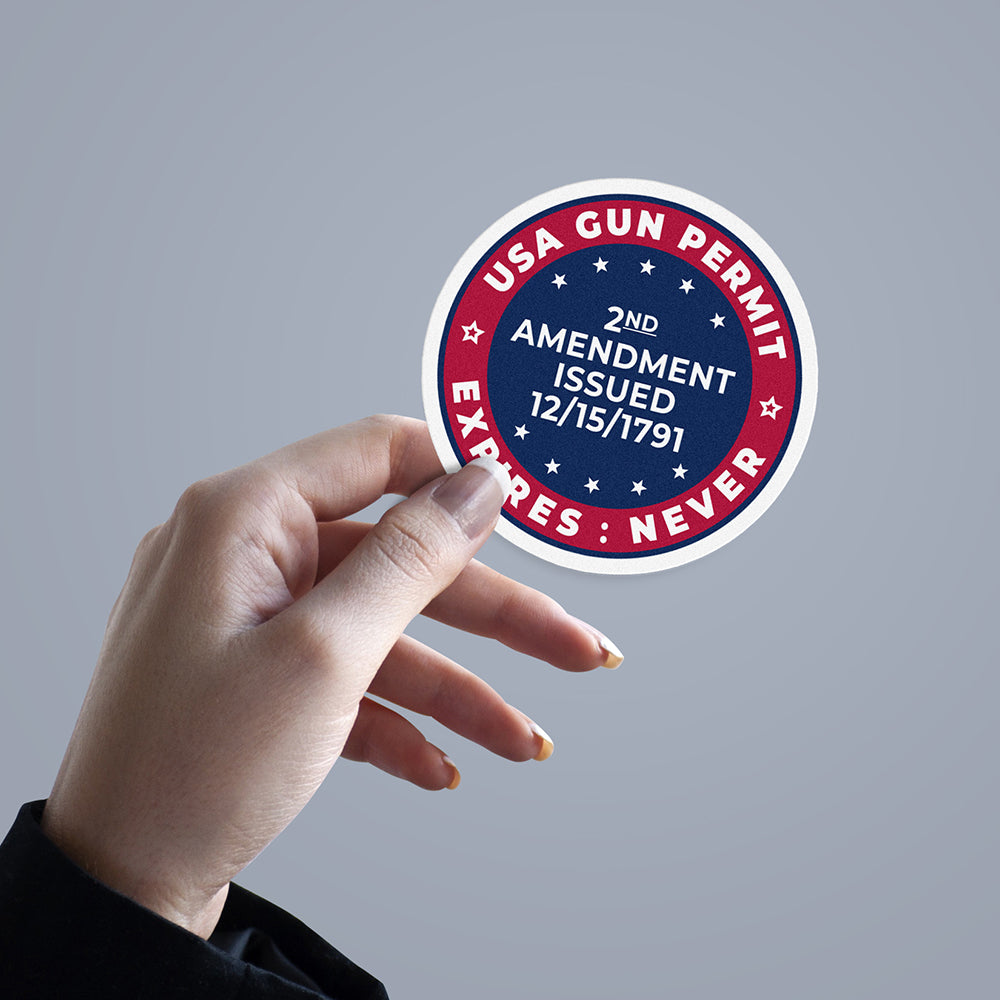 Sticker, Vinyl Decal, 2nd Amendment Gun Permit, Gun Rifle Military, 5 Stickers