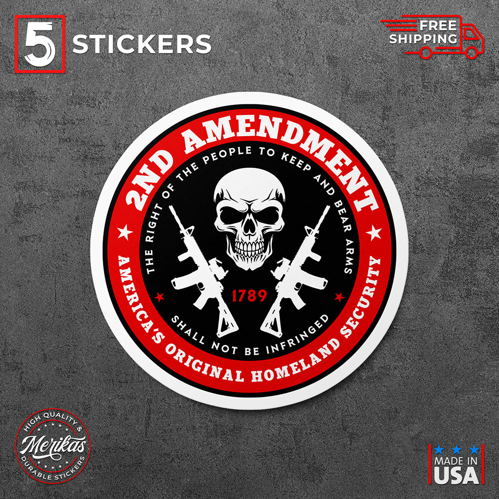 Sticker, Vinyl Decal, 2nd Amendment Gun Rights, 5 Stickers