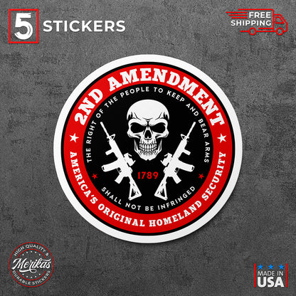 Sticker, Vinyl Decal, 2nd Amendment Gun Rights, 5 Stickers