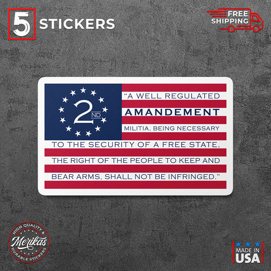 Sticker, Vinyl Decal, 2nd Amendment USA American Flag, Gun Right, 5 Stickers