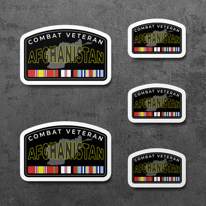 Sticker, Vinyl Decal, Afghanistan Combat Veteran, 5 Stickers