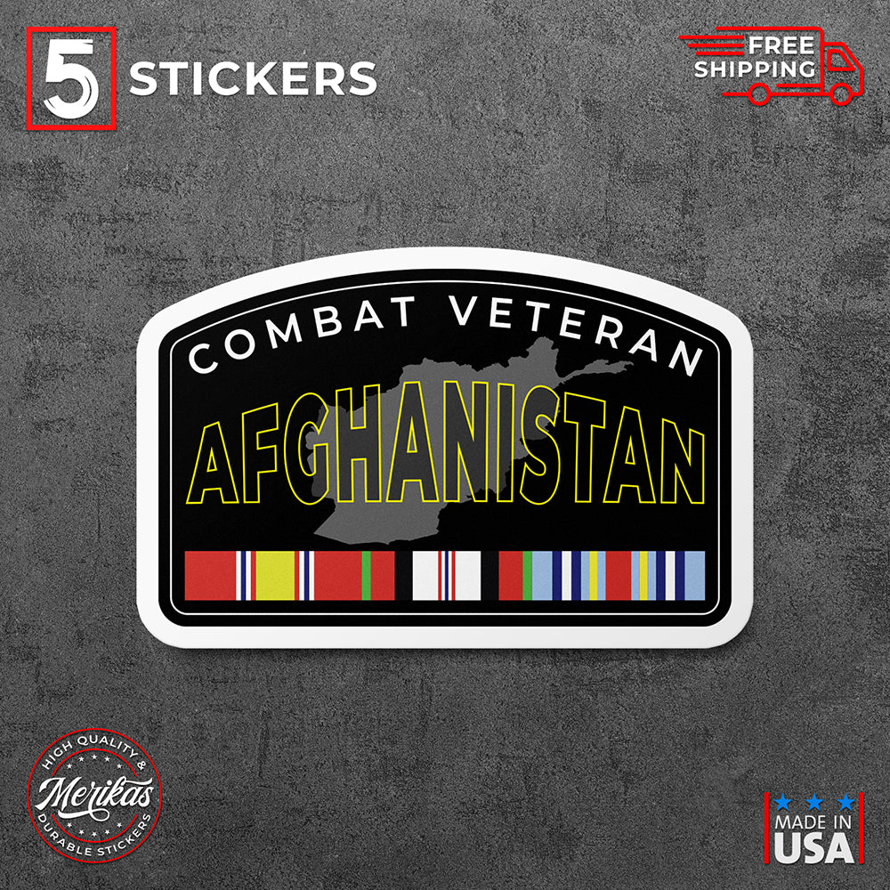 Sticker, Vinyl Decal, Afghanistan Combat Veteran, 5 Stickers