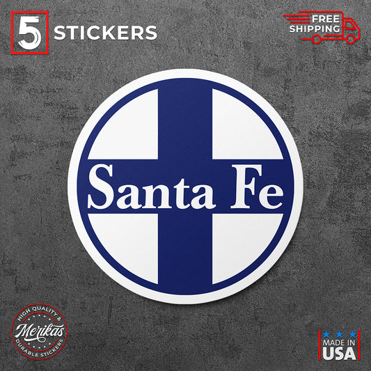 Sticker, Atchison Topeka and Santa Fe Railway Vinyl Decal, 5 Stickers