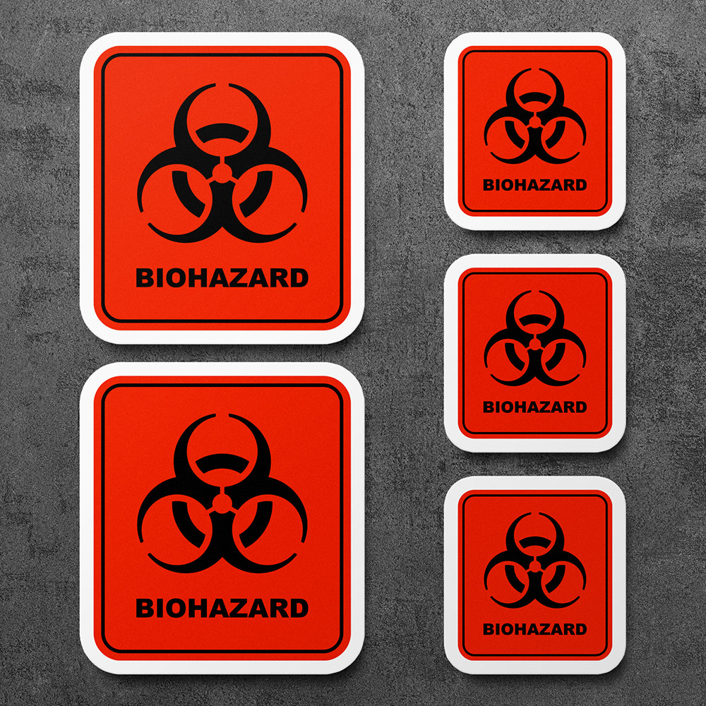 Sticker, Vinyl Decal, Biohazard Warning Toxic Chemical, 5 Stickers