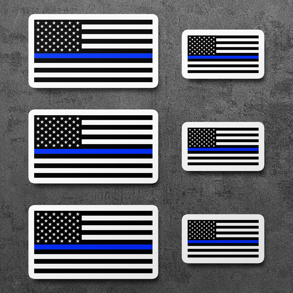 6 Stickers, Vinyl Decal, Blue Line American Flag, Police Support Lives Matter