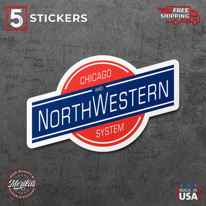 Sticker, Chicago and North Western Railway Vinyl Decal, 5 Stickers