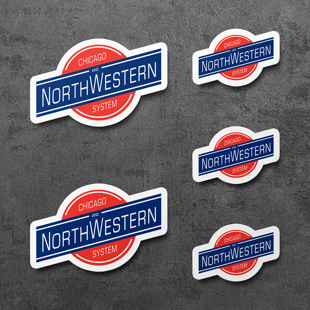 Sticker, Chicago and North Western Railway Vinyl Decal, 5 Stickers