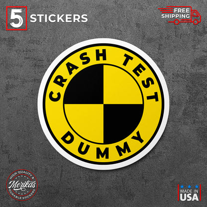 Sticker, Crash Test Dummy Funny Vinyl Decal, 5 Stickers