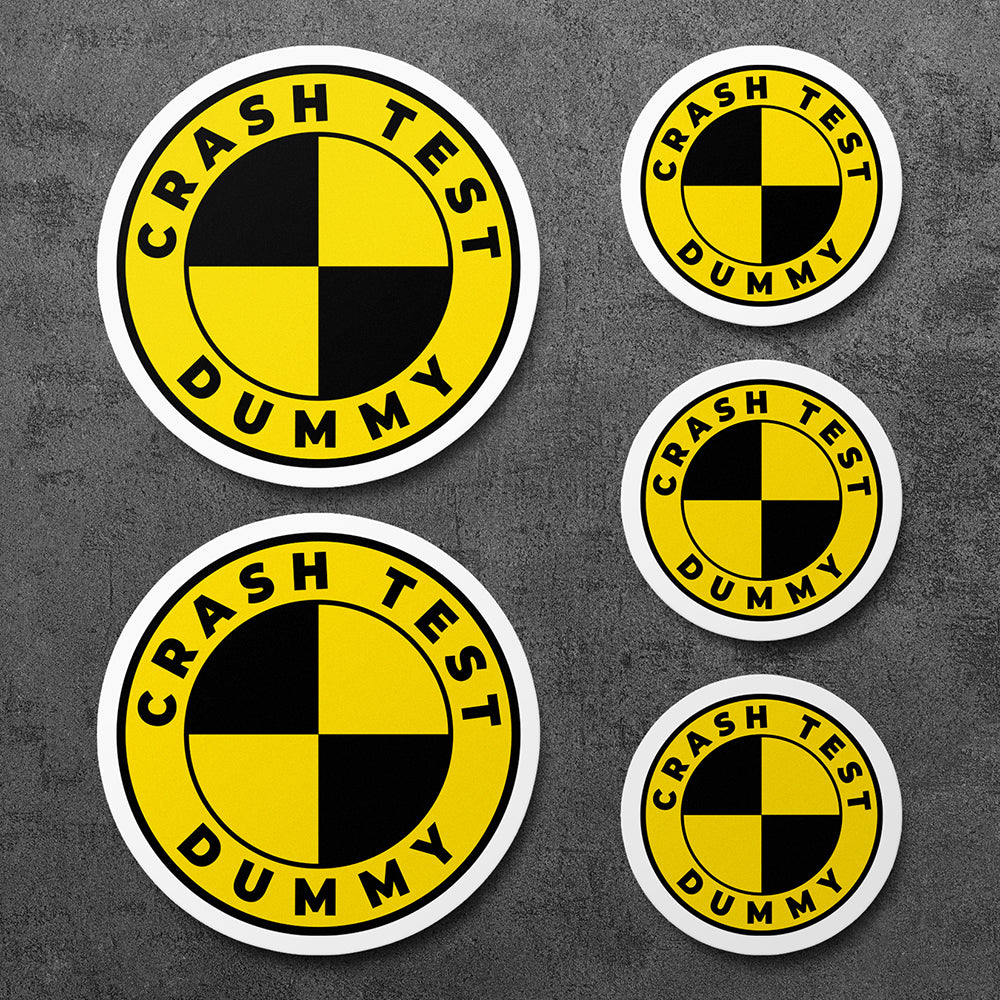 Sticker, Crash Test Dummy Funny Vinyl Decal, 5 Stickers