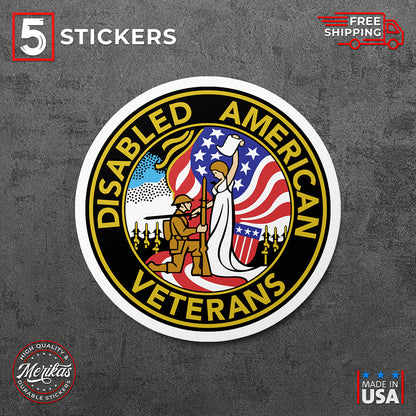 Sticker, Vinyl Decal, Disabled American Veterans United States, 5 Stickers