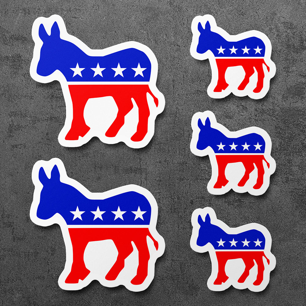 Sticker, Vinyl Decal, Democratic Donkey, 5 Stickers