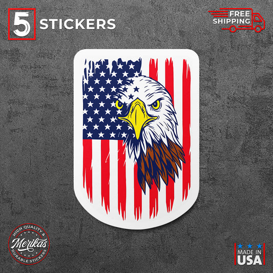 Sticker, Vinyl Decal, American Eagle USA Flag, US Patriotic, 5 Stickers