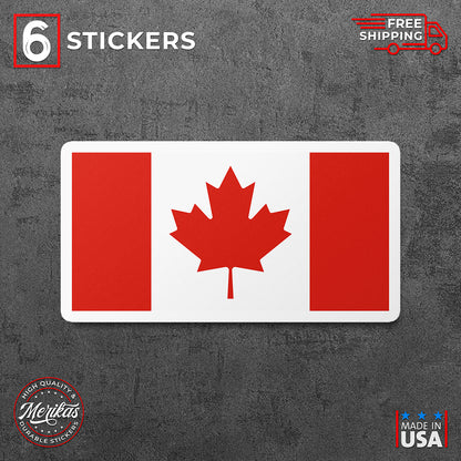 Sticker, Vinyl Decal, Flag of Canada, Canadian Colors, 6 Stickers