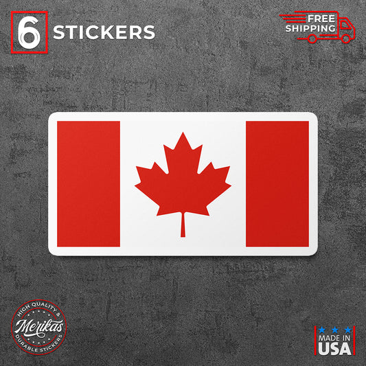 Sticker, Vinyl Decal, Flag of Canada, Canadian Colors, 6 Stickers