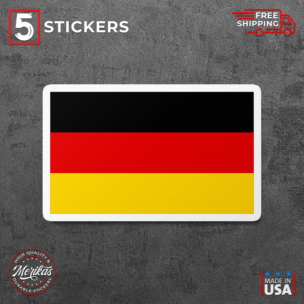 Sticker Vinyl Decal, Germany Flag, Deutschland Flagge, German Colors, 5 Stickers