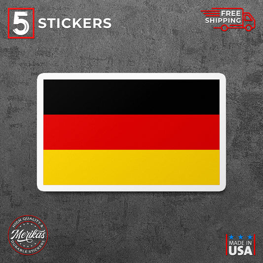 Sticker Vinyl Decal, Germany Flag, Deutschland Flagge, German Colors, 5 Stickers