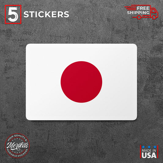 Sticker, Vinyl Decal, Flag of Japan, Japanese Colors, 5 Stickers