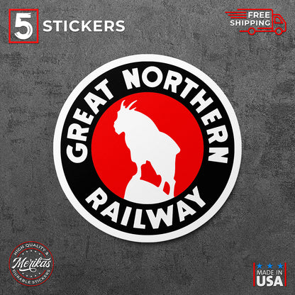 Sticker, Great Northern Railway Vinyl Decal, 5 Stickers