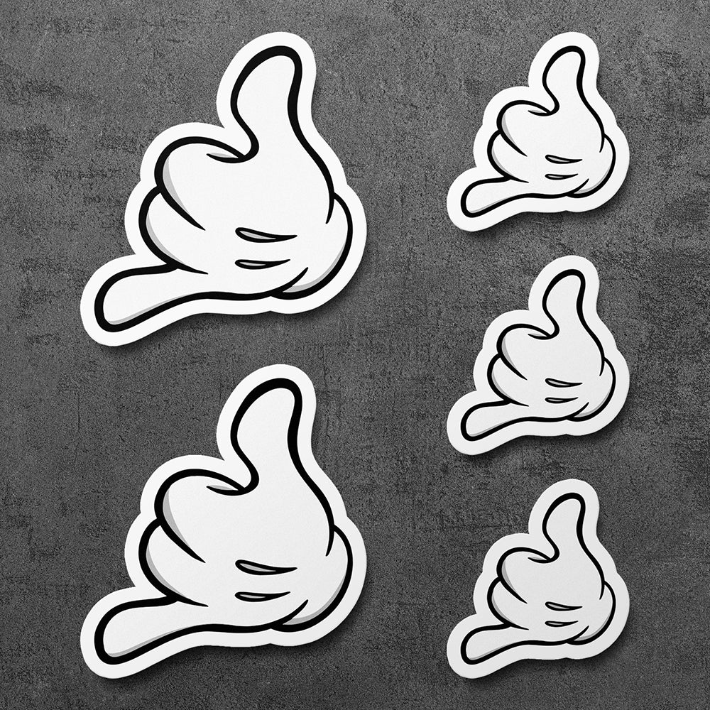 Sticker, Vinyl Decal, Hang Loose Shaka, 5 Stickers