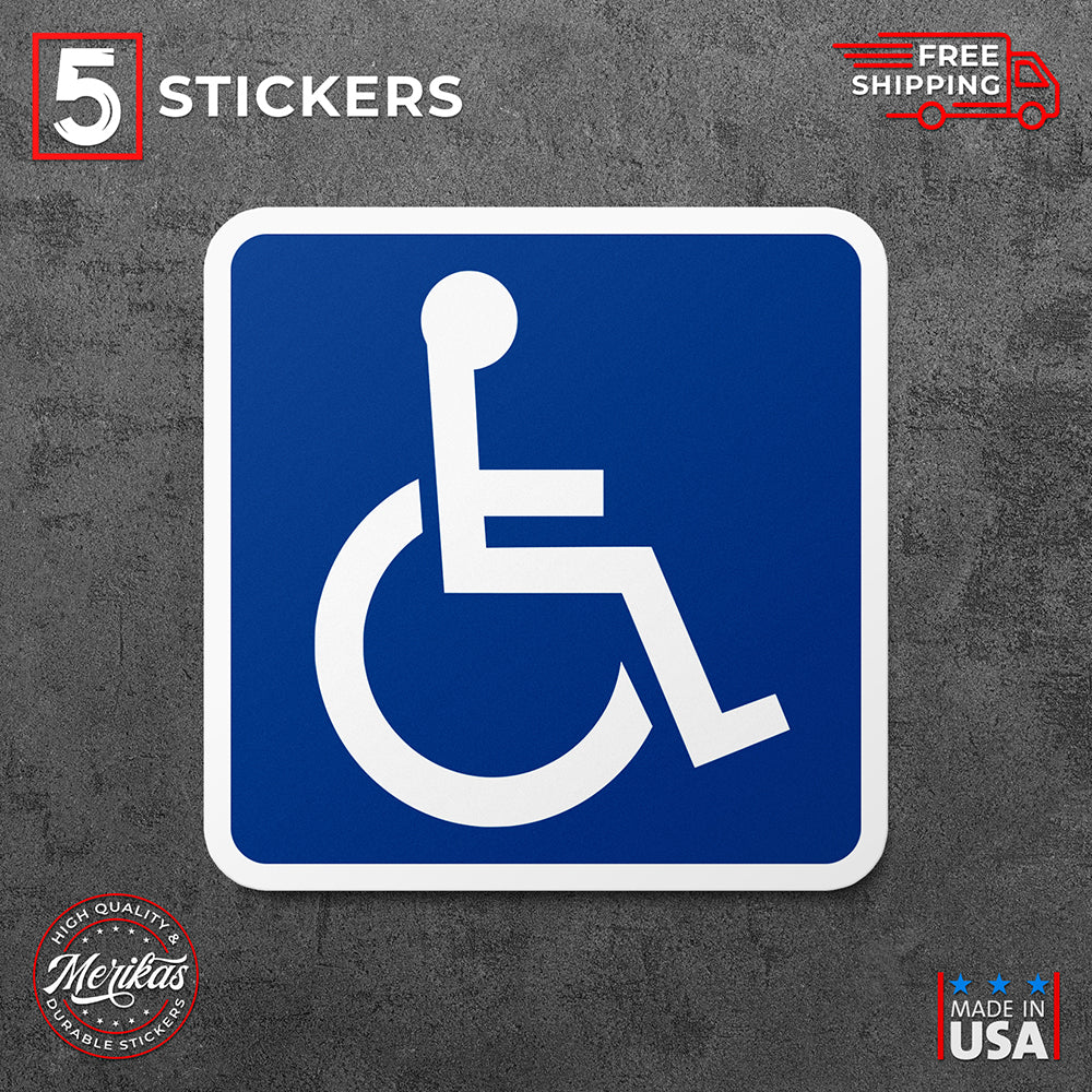 Sticker, Vinyl Decal, Handicapped Accessible Sign, 5 Stickers