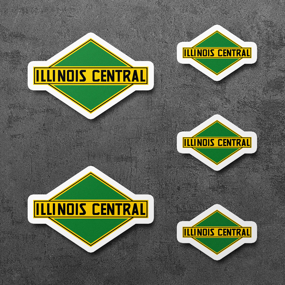 Sticker, Illinois Central Railroad Vinyl Decal, 5 Stickers