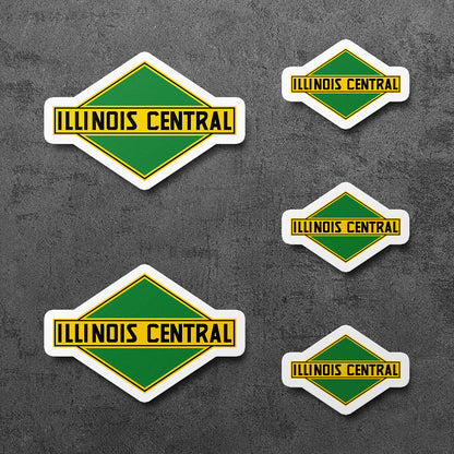 Sticker, Illinois Central Railroad Vinyl Decal, 5 Stickers