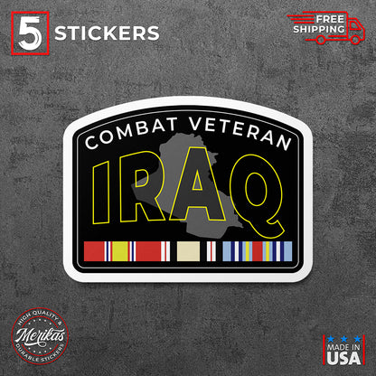 Sticker, Vinyl Decal, Iraq Combat Veteran, 5 Stickers