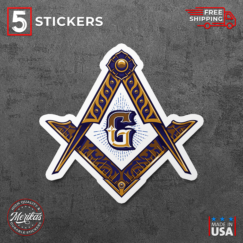 Sticker, Vinyl Decal, Masonic Freemason Logo, 5 Stickers