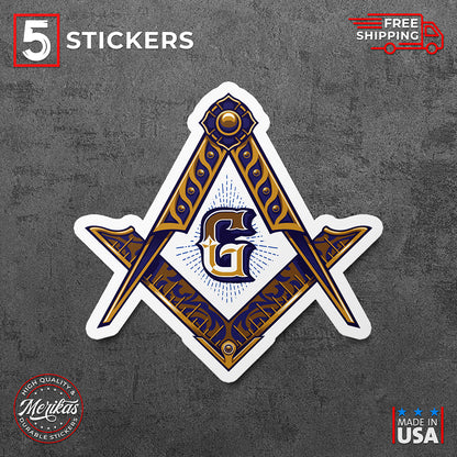 Sticker, Vinyl Decal, Masonic Freemason Logo, 5 Stickers