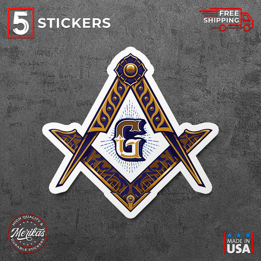 Sticker, Vinyl Decal, Masonic Freemason Logo, 5 Stickers