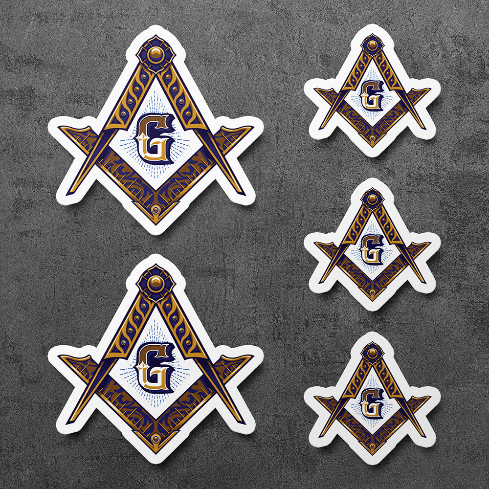 Sticker, Vinyl Decal, Masonic Freemason Logo, 5 Stickers