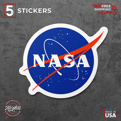 Sticker, Vinyl Decal, NASA Space Logo, 5 Stickers