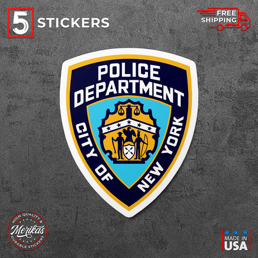 Sticker, NYPD Police New York Police Department Vinyl Decal, 5 Stickers