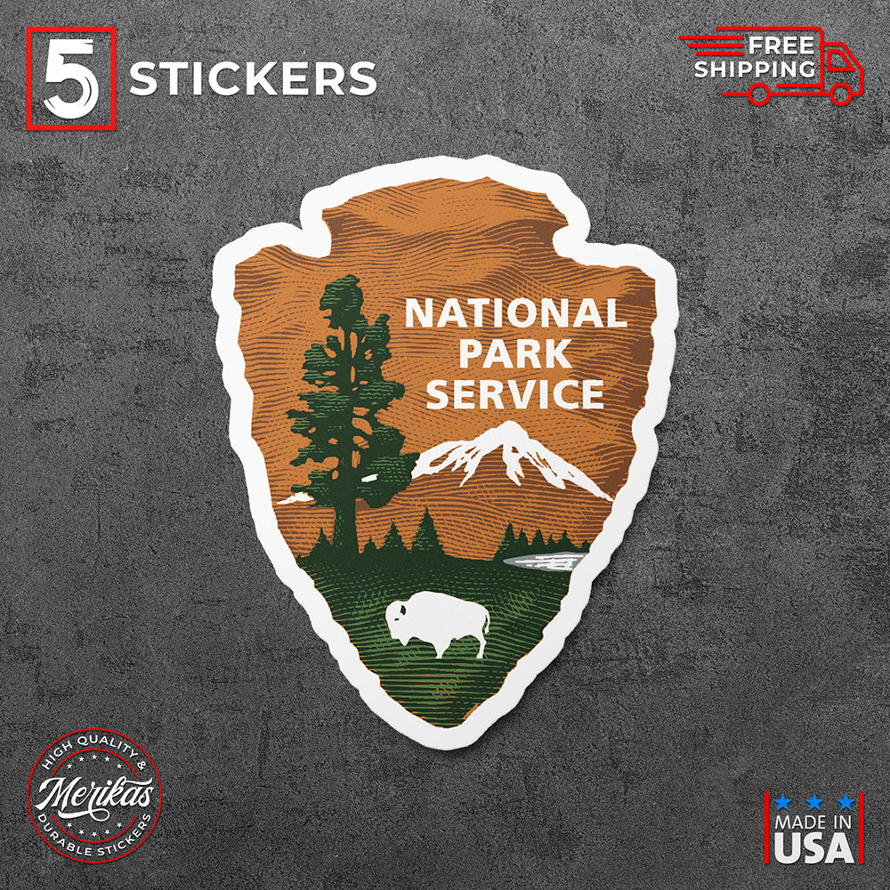 Sticker, National Park Service Arrow Head Vinyl Decal, 5 Stickers