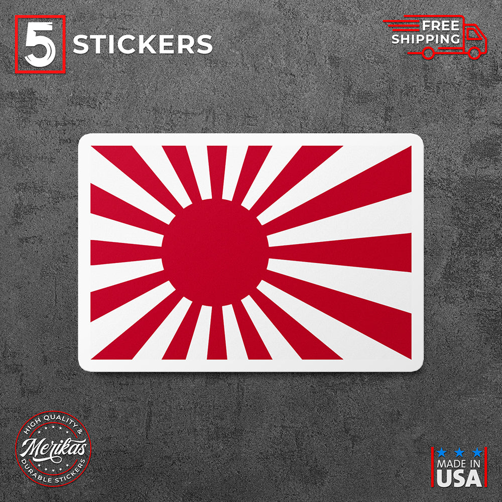 Sticker, Vinyl Decal, Japan Rising Sun Flag, Japanese Naval, 5 Stickers