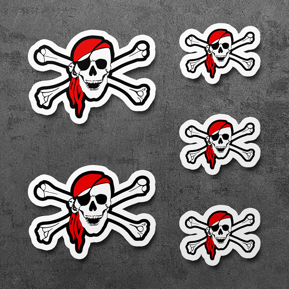 Sticker, Vinyl Decal, Pirate skull Color, 5 Stickers