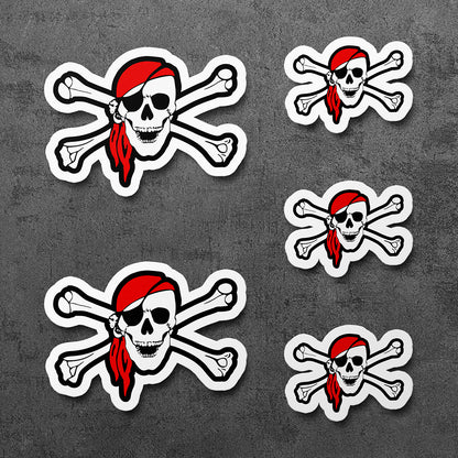 Sticker, Vinyl Decal, Pirate skull Color, 5 Stickers