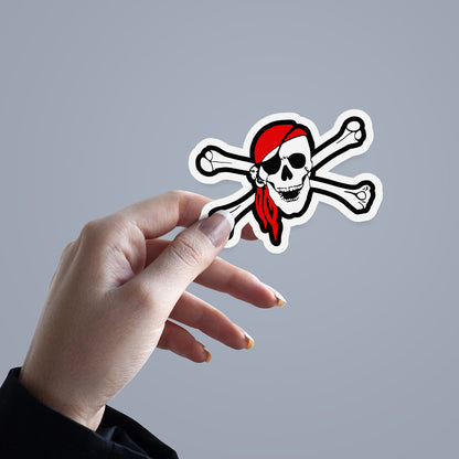 Sticker, Vinyl Decal, Pirate skull Color, 5 Stickers