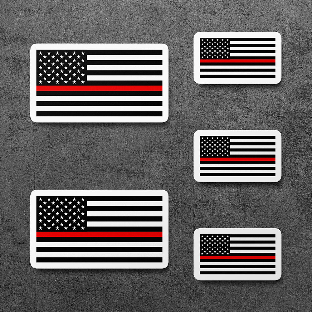 Sticker, Red Lives Matter Firefighter Red Line USA Flag Vinyl Decal, 5 Stickers