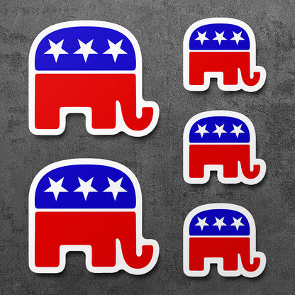 Sticker, Vinyl Decal, Republican Party GOP Elephant, 5 Stickers