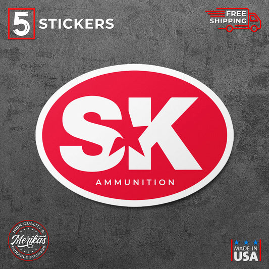 SK Ammunition, Rimfire ammo, Smallbore, US Made Vinyl Decal Stickers