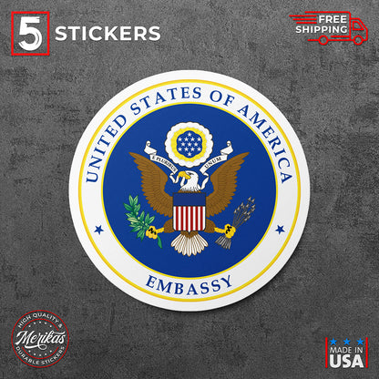 Sticker, Vinyl Decal, Embassy of the United States of America, 5 Stickers