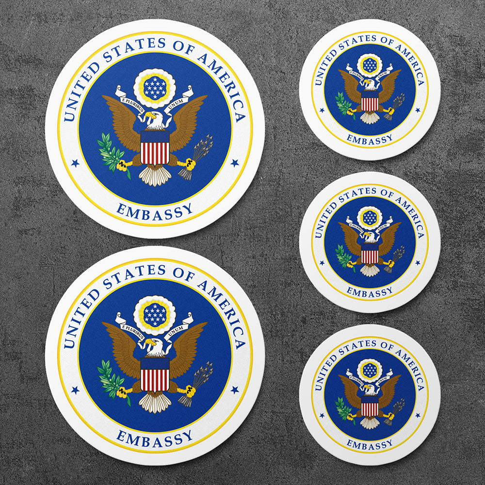 Sticker, Vinyl Decal, Embassy of the United States of America, 5 Stickers