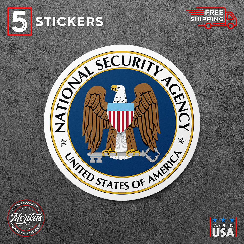 Sticker, Vinyl Decal, National Security Agency, 5 Stickers