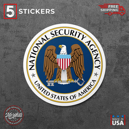 Sticker, Vinyl Decal, National Security Agency, 5 Stickers