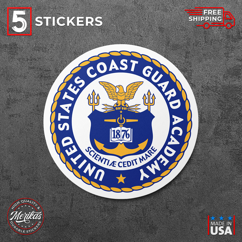 Sticker, Vinyl Decal, United States Coast Guard Academy, 5 Stickers