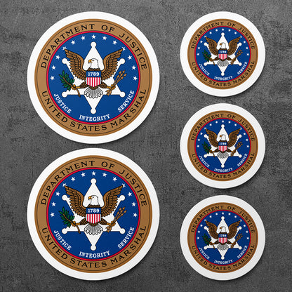 Sticker, Vinyl Decal, Department of Justice US Marshal, 5 Stickers