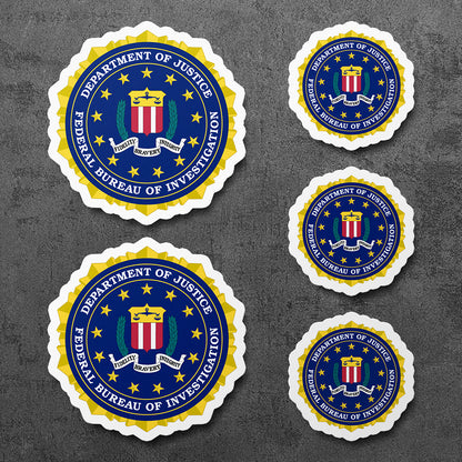 Sticker, Vinyl Decal, Department of Justice FBI, 5 Stickers