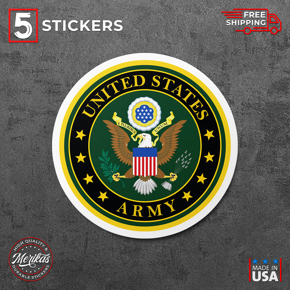 Sticker, Vinyl Decal, United States Army, 5 Stickers