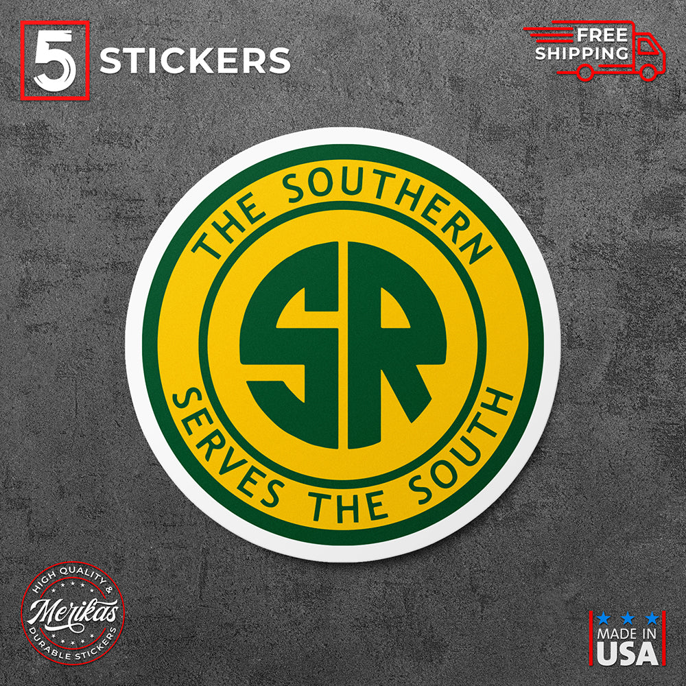 Sticker, Southern Railroad Vintage Railway Vinyl Decal, 5 Stickers